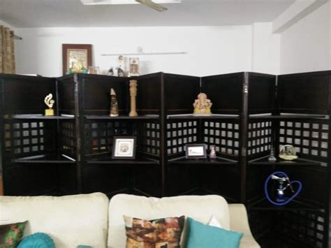 Brown Wooden Room Divider With Shelves By Aarsun, 4 Panel, Polished at ...