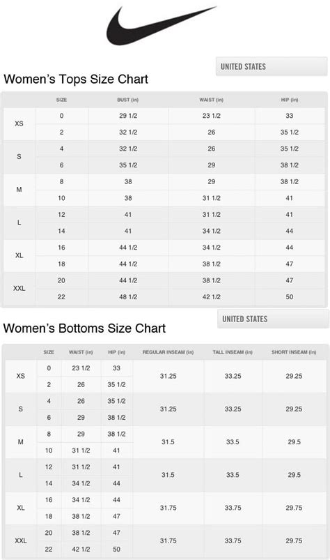 Nike Womens Size Chart | Nike Tennis