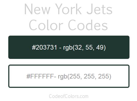 New York Jets Colors - Hex and RGB Color Codes