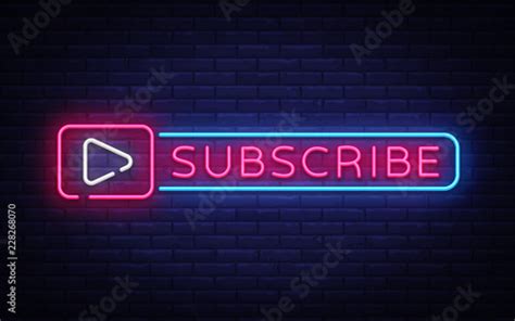 Subscribe button Neon Signboard Vector. Follow Me neon sign, design ...