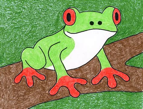 Easy How to Draw a Tree Frog and Tree Frog Coloring Page