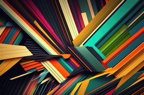 Premium AI Image | Abstract Art of Colorful Geometric Lines