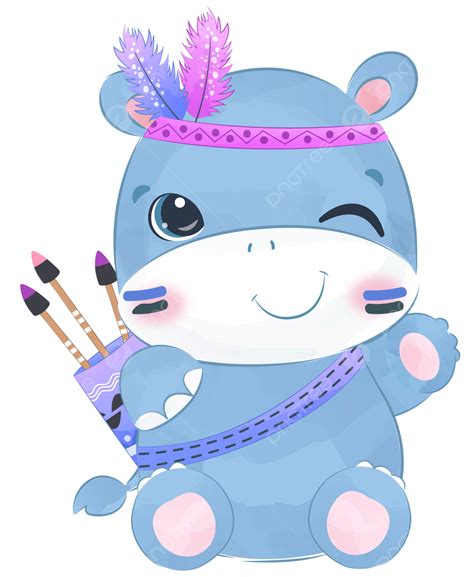 Tribal Series Cute Hippo Clip Arts, Hippo Clip Art, Hippo Illustration ...