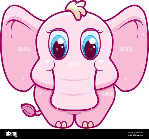 A happy cartoon pink baby elephant standing and smiling Stock Vector ...