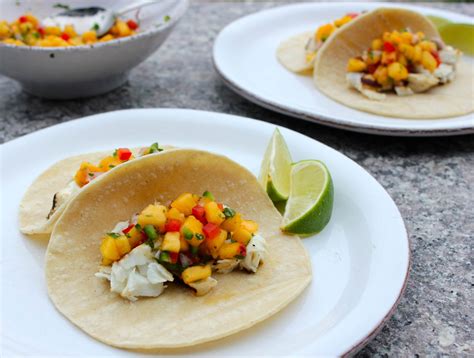 Grilled Halibut Tacos with Peach Salsa- Domesticate ME!