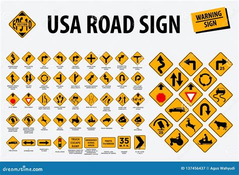 Usa Road Sign - Warning Sign. Easy To Modify Stock Illustration ...