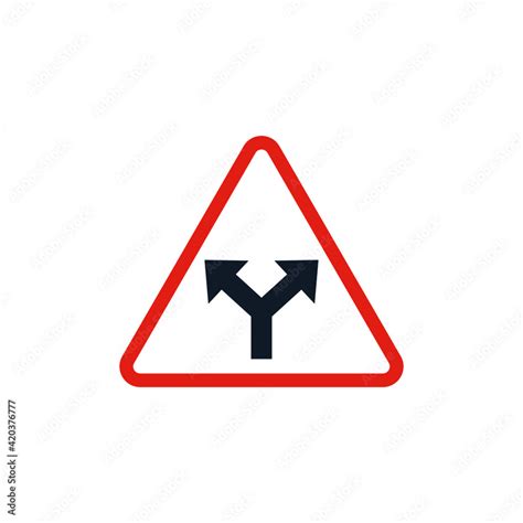 Y Intersection Right Traffic Sign Vector, isolated on white background ...