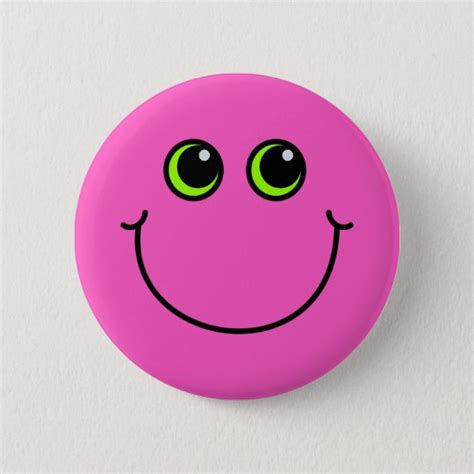 Pink Happy Emoji Face Button | Zazzle.com