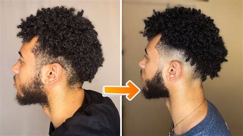 BLACK MEN CURLY HAIR DROP FADE | Stay at Home Haircut - YouTube