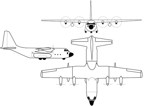 Lockheed C-130 Hercules Blueprint - Download free blueprint for 3D modeling