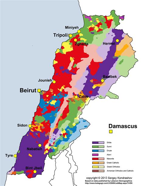 Lebanon religion map : r/MapPorn