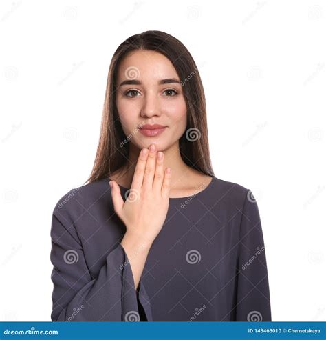 Woman Showing THANK YOU Gesture in Sign Language Stock Photo - Image of ...