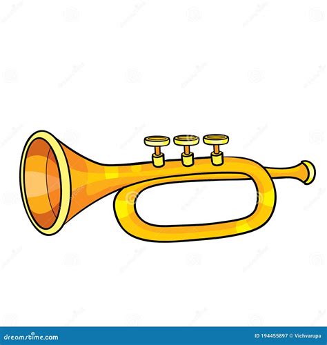 Musical Instrument Trumpet, Cartoon Illustration, Isolated Object on ...