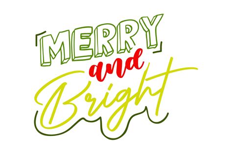 Merry and Bright Quotes Color Graphic by wienscollection · Creative Fabrica