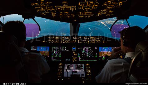 Boeing 787 Cockpit At Night