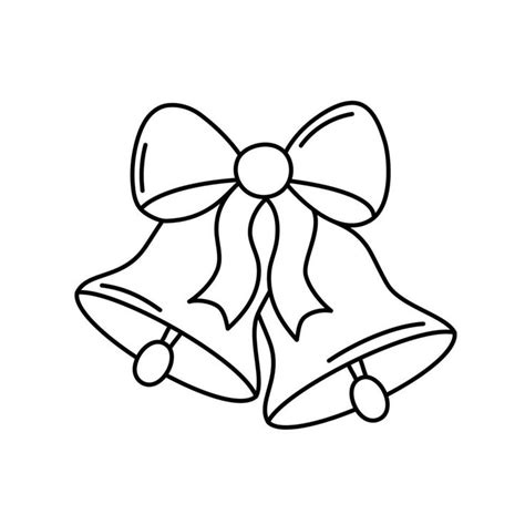 Jingle bells isolated. Vector outline illustration of two bells with ...