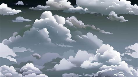 cloudy sky with moving overcast clouds cartoon animated background ...