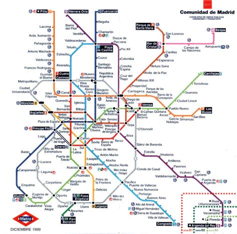 Plano esquemático de Metro de Madrid (diciembre de 1999) – Traspapelados