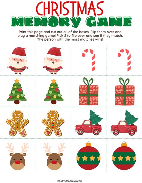 Christmas Memory Game (Printable Matching Game) | FKAkidstv