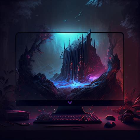 Premium Photo | Gaming desktop PC computer setup gamer illustration