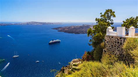 Image Thera Greece Cruise liner Sea Nature Scenery Coast 3840x2160