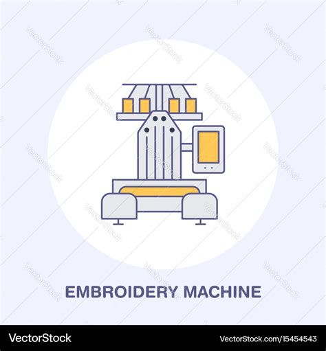 Sewing embroidery machine flat line icon logo Vector Image