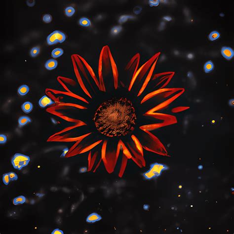 Middlemist Red Flower on Black Galaxy Background · Creative Fabrica