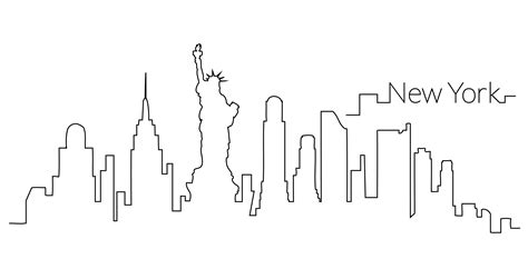 New York Skyline Drawing Outline