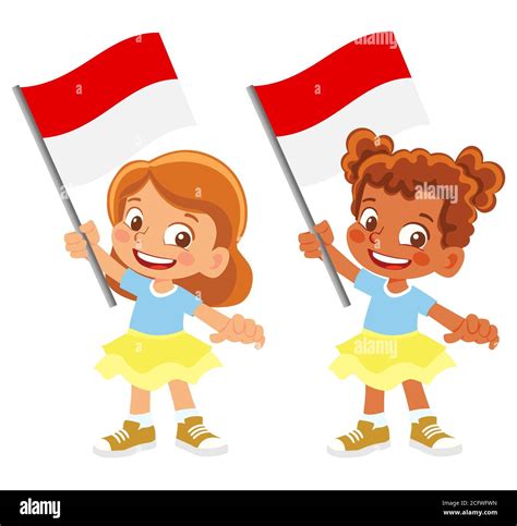 Indonesia flag in hand. Children holding flag. National flag of ...