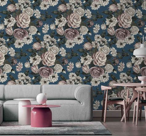 Romantic floral pattern wallpaper - TenStickers