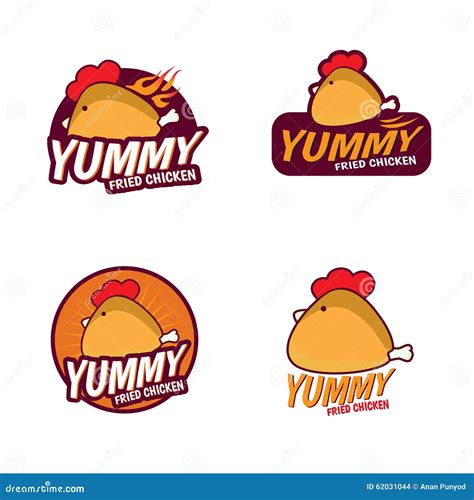 Yummy Fried Chicken Logo Vector Set Design Stock Vector - Illustration ...