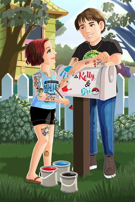 Carl and Ellie-Inspired Commissioned Couple Portrait Mailbox Scene - Euodos