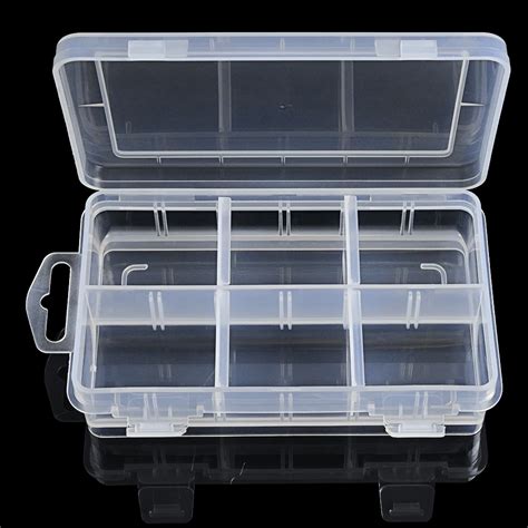 High Strength Transparent Plastic Fishing Tackle Box 6 Compartment ...