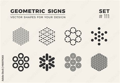 Set of eight minimalistic trendy shapes. Stylish vector logo emblems ...