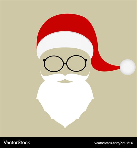 Santa hat mustache beard and glasses Royalty Free Vector