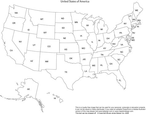 Us States Printable Map