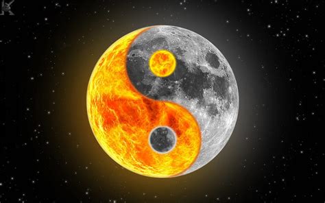 Yin Sun, Yang Moon, yang, yin yang, sun, cg, yin, fantasy, moon ...