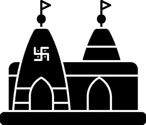 Hindu Temple Icon In Black and White Color. 24251111 Vector Art at Vecteezy