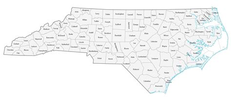 North Carolina Map With Cities And Counties - Issie Leticia