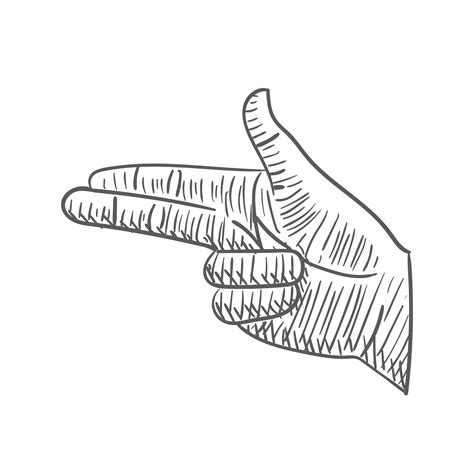 Hand pointing sign like gun with two finger in hand drawing doodle ...