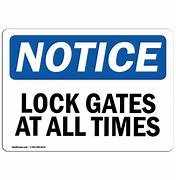 Image result for Lock Gate Sign