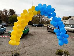 Image result for Yellow Blue Balloons Arch