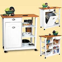 Image result for small kitchen cart with trash bin