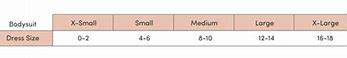 Image result for Bodysuit Size Chart