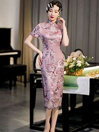 Image result for Chinese Purple Cheongsam