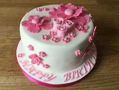 Image result for Pink Flower Birthday Cake