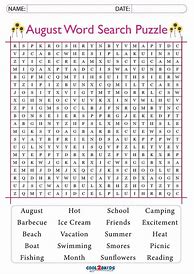 Image result for August Word Search Free Printable