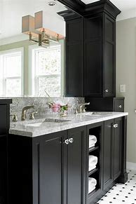 Image result for Bathroom Dark Cabinets