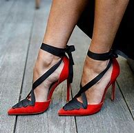 Image result for Black Ribbon Lace Up Heels