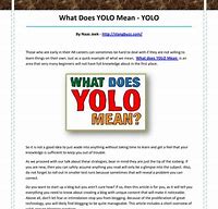 Image result for What Does Yolo Mean